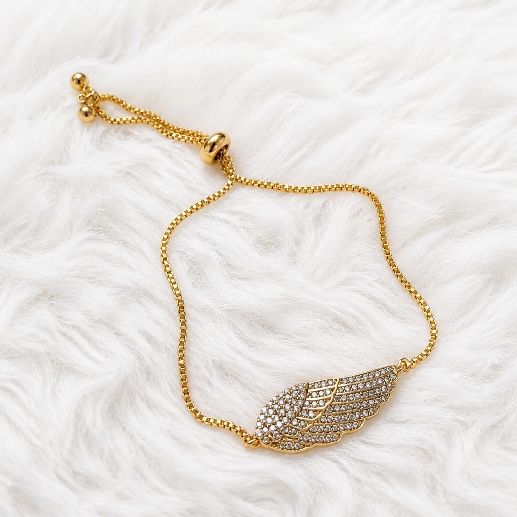 Angel Wing Sparkle Bracelet – Real Gold Plated